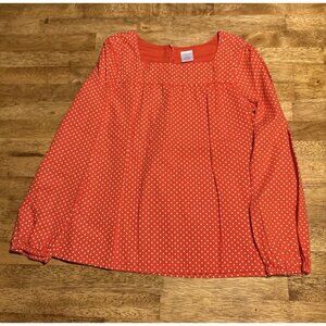CREWCUTS Square Neck Polka Dot Long Sleeve Red Shirt Top Preppy Classic‎ Size 10